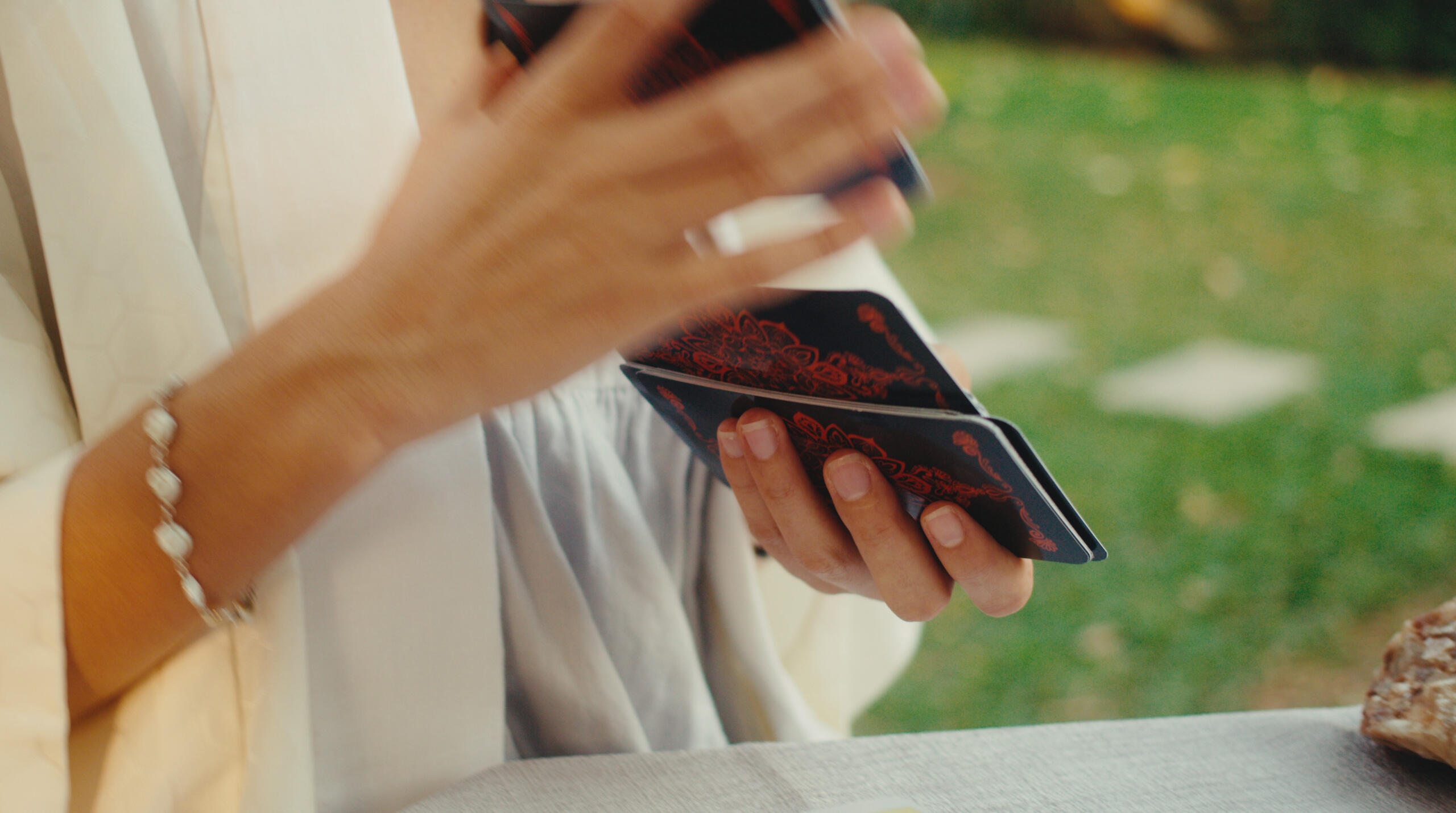 tarot reading woman shuffling tarot cards